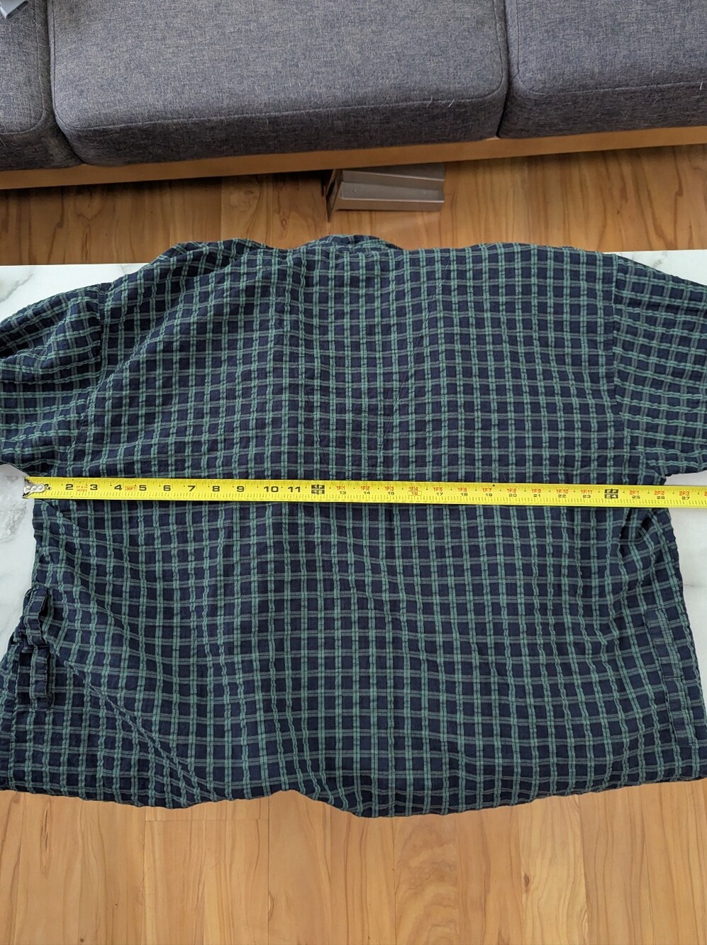 Vintage Christian Dior Robe De Chambre Plaid Robe Cotton Green Blue One Size - Picture 8 of 8